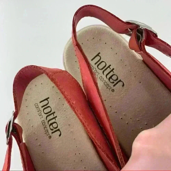 Hotter womens sandals size 8 39 red nubuck sticky strap walking Grannycore - Picture 10 of 13